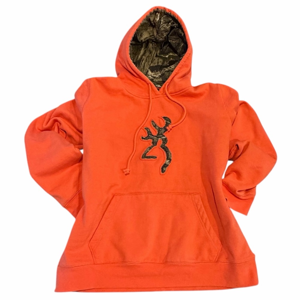 Browning Blaze Orange Camo Lined Hoodie‎ Pullover Men’s Large
